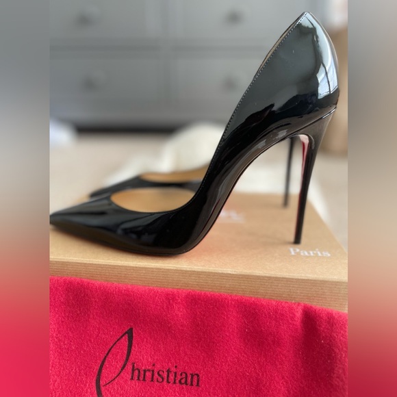 Christian Louboutin Iriza Pointy Toe Half d’Orsay Pump 100mm - Black Patent 41EU - Picture 5 of 12